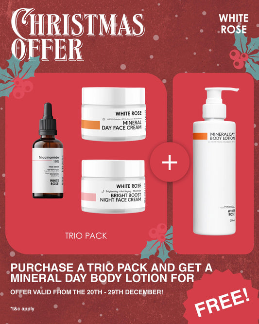 TRIO PACK + MINERAL DAY BODY LOTION FOR OFFER VALID FROM THE 20TH - 29TH DECEMBER!